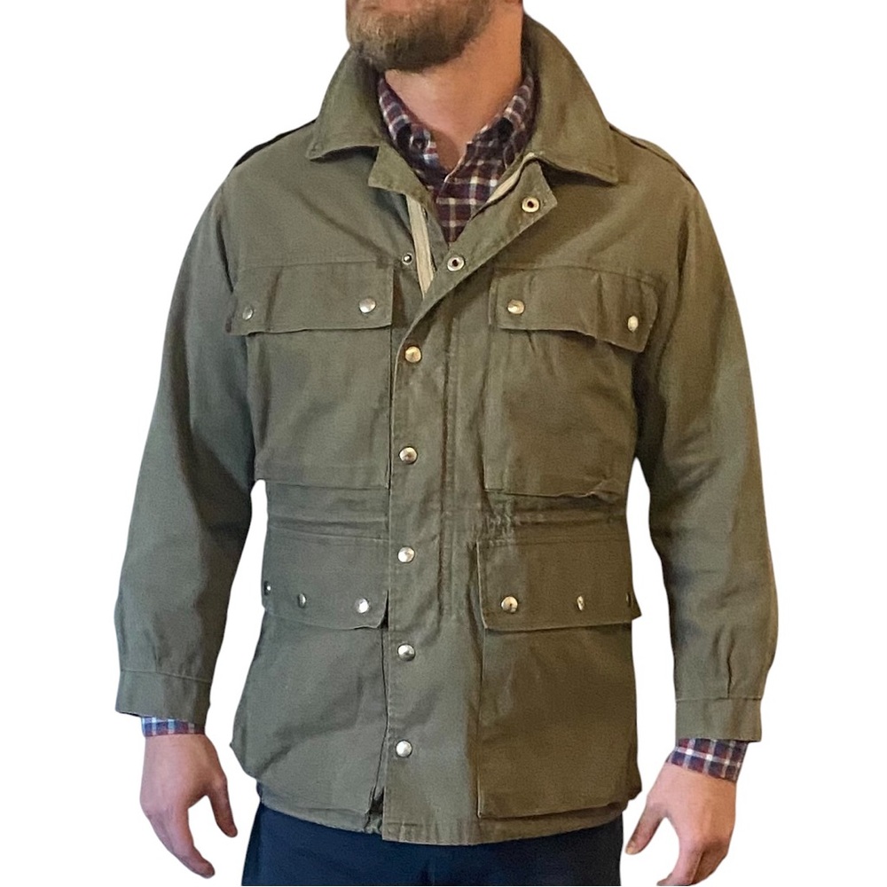 Swiss Military Field Jacket Olive Green Canvas VTG Lupress Militaria 48 Medium